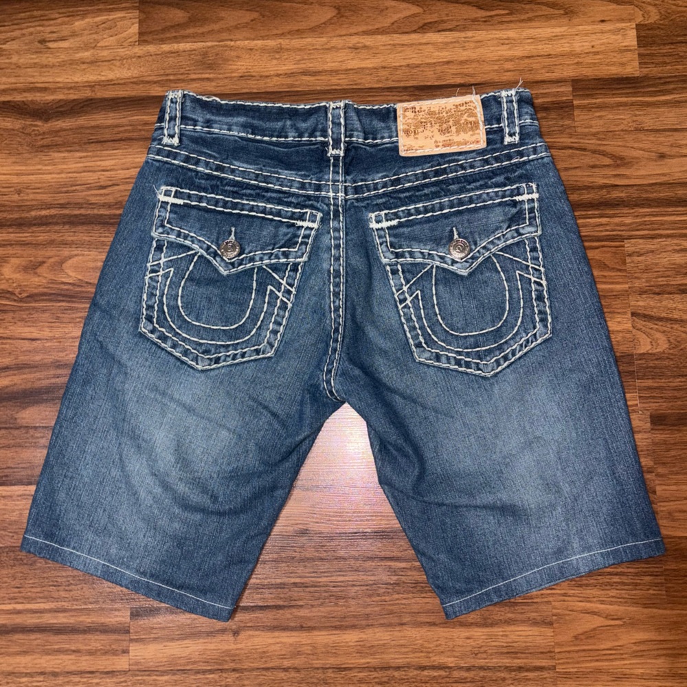 Vintage True Religion Jean Shorts - Blue Denim with Signature Stitching